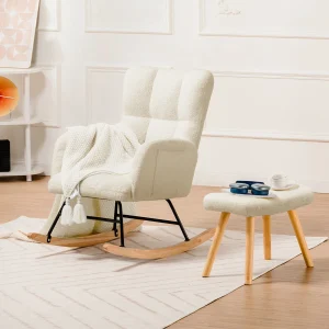 Cozy Teddy Rocking Chair with Pockets & Plush Comfort - Thumbnail Image 8