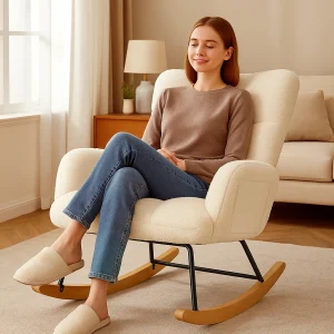 Cozy Teddy Rocking Chair with Pockets & Plush Comfort - Thumbnail Image 3