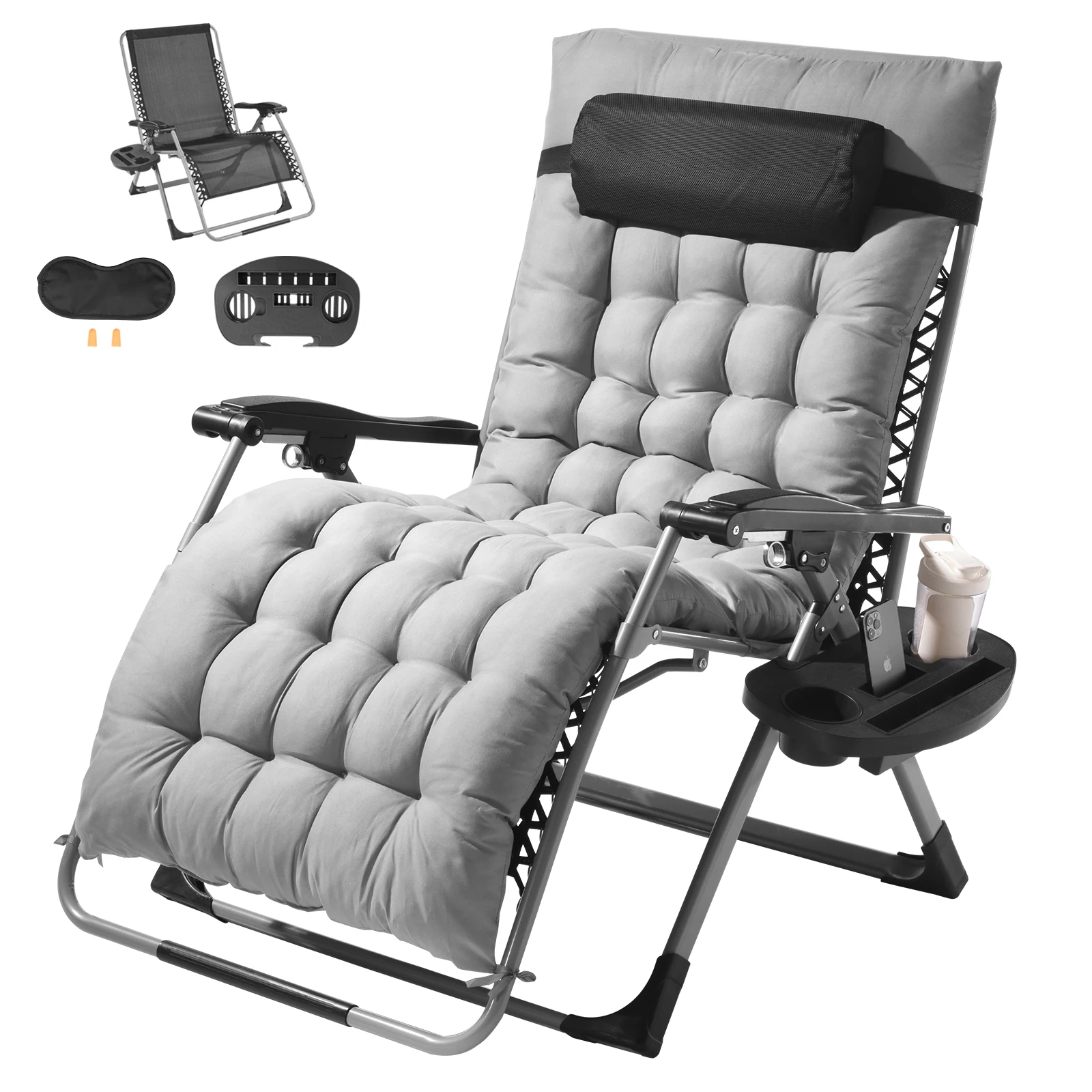 SucceBuy Zero Gravity Recliner with Cushion, Footrest & Cupholder - Image 1