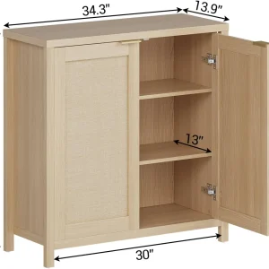 Garvee Glamorous Rattan Sideboard Cabinet with Adjustable Shelves - Thumbnail Image 3