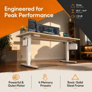 71" Electric Standing Desk with Memory Height & Natural Finish - Thumbnail Image 2