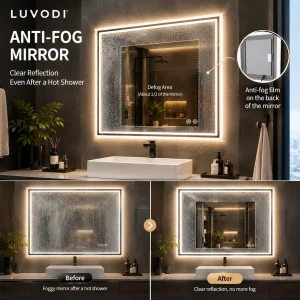 LUVODI LED Vanity Mirror – Dimmable, Anti-Fog & 3-Color Light - Thumbnail Image 4