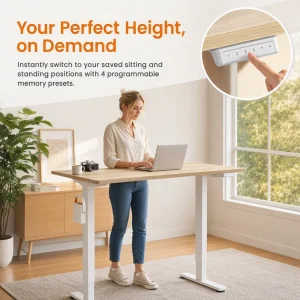 71" Electric Standing Desk with Memory Height & Natural Finish - Thumbnail Image 3