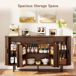 Wood Sideboard Buffet Cabinet with Storage & Coffee Bar