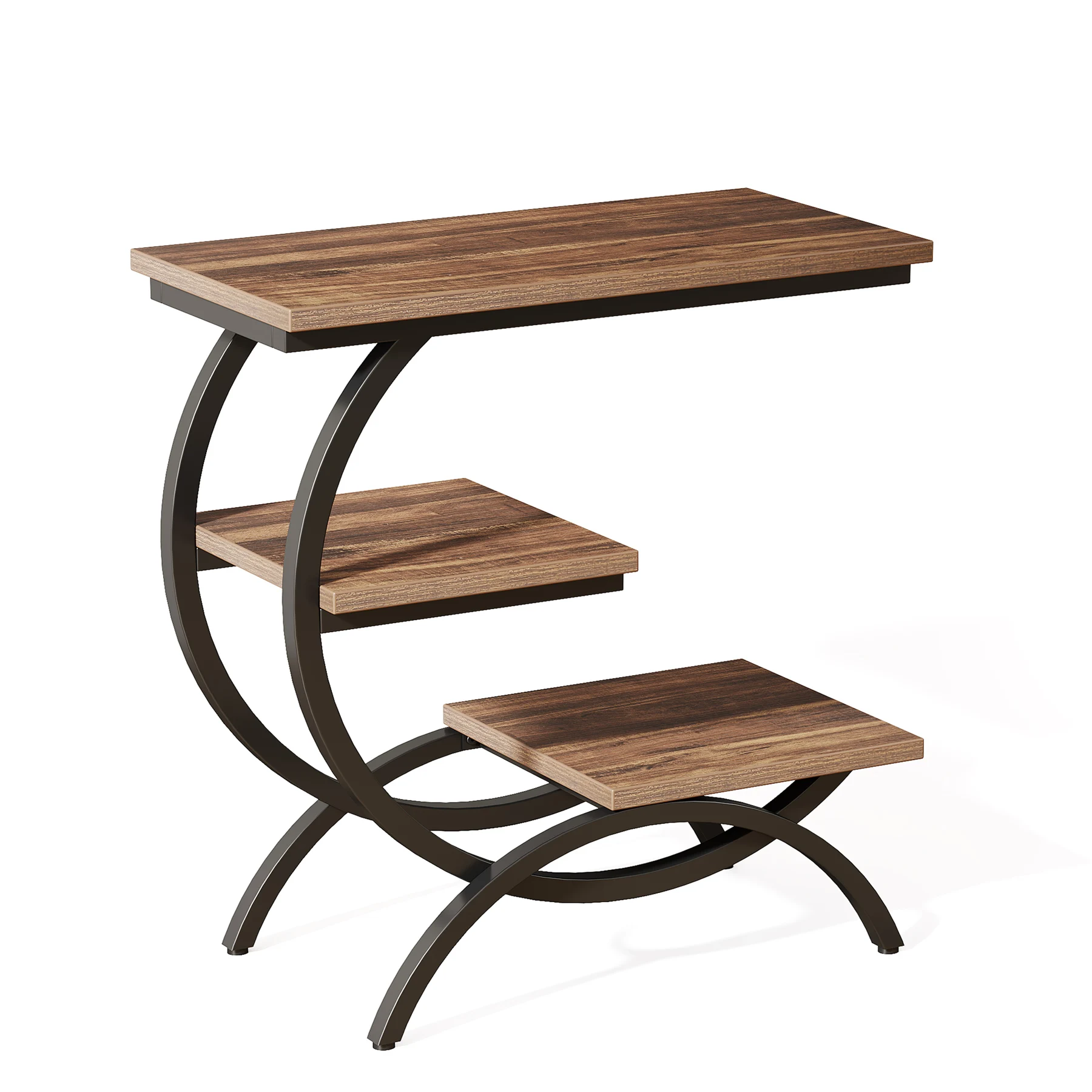 Tribesigns C-Shaped 3-Tier Industrial End Table with Storage - Image 5