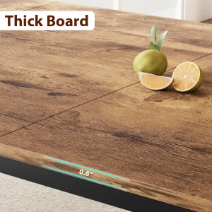 Rustic Brown Industrial Dining Table, 78.7" Seats 6–8 - Thumbnail Image 3
