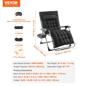 SucceBuy Zero Gravity Recliner with Cushion, Footrest & Cupholder - Thumbnail Image 9