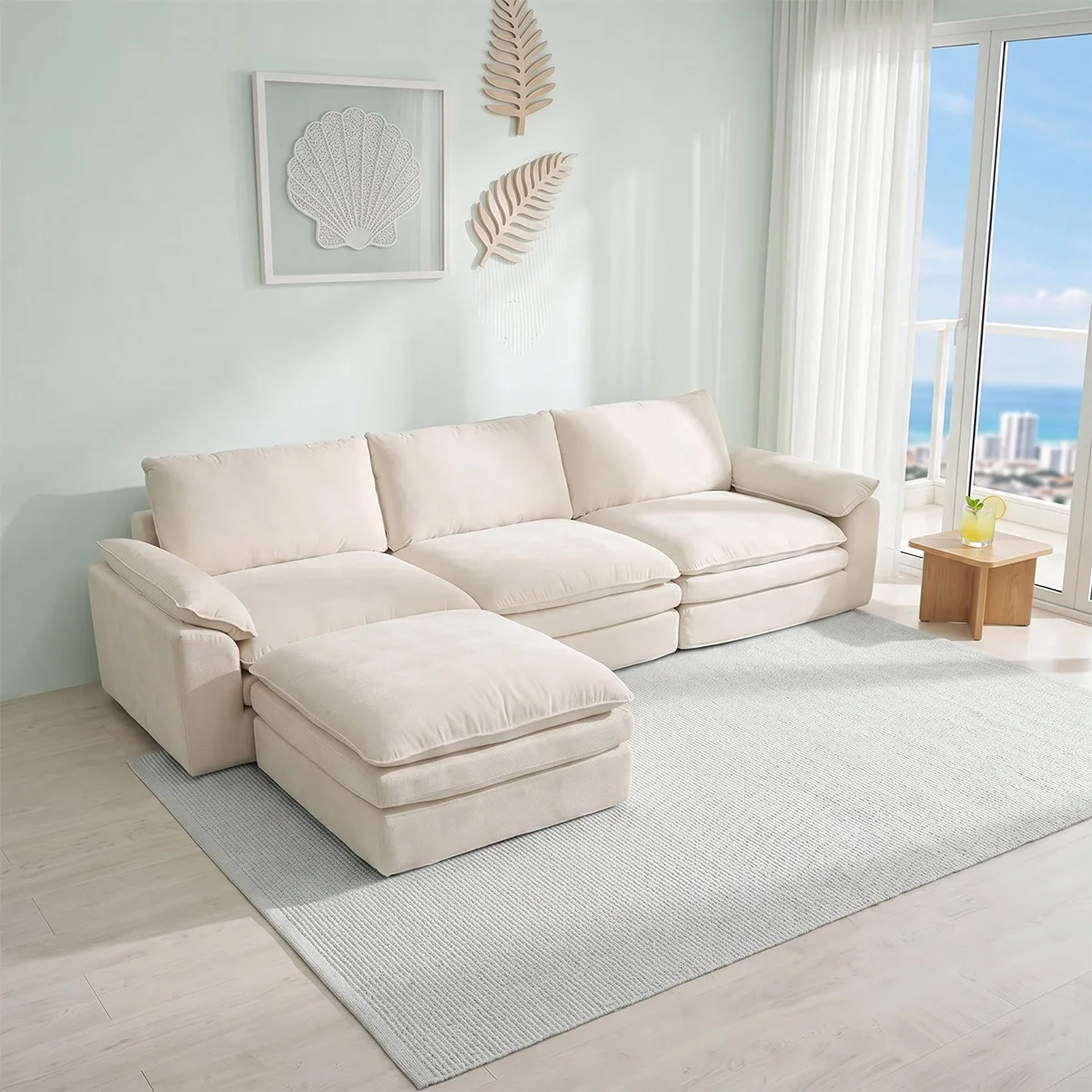 Deep Seat Cloud Cream Sofa, No Assembly Required - Image 4