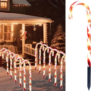 Set of 12 Warm White 16" Christmas Candy Cane Path Lights - Thumbnail Image 7