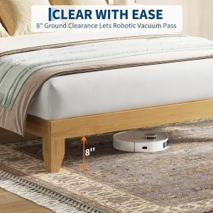 Queen Rattan Bed Frame with LED Lights & Boho Storage - Thumbnail Image 5