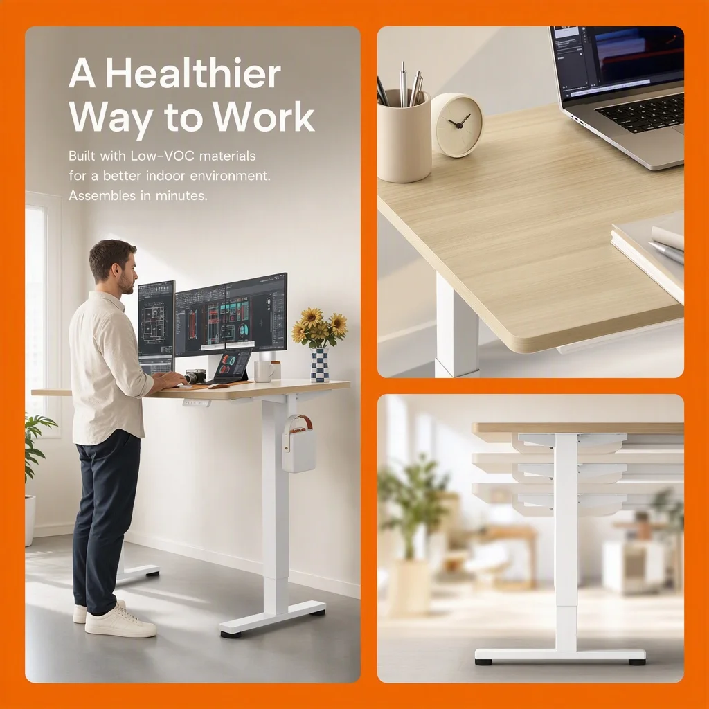 71" Electric Standing Desk with Memory Height & Natural Finish - Image 4