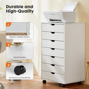 JHK 7-Drawer Rolling Storage Cabinet for Home & Office - Thumbnail Image 3