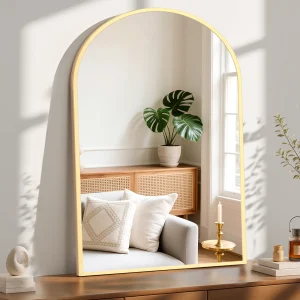 JHK 30"x38" Elegant Arched Mirror for Bathroom & Home