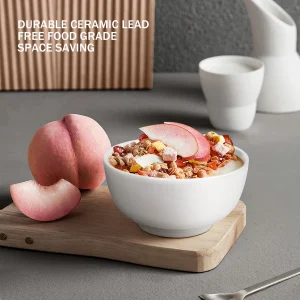 8-Piece Premium White Porcelain Bowls, 10 oz Each - Thumbnail Image 3