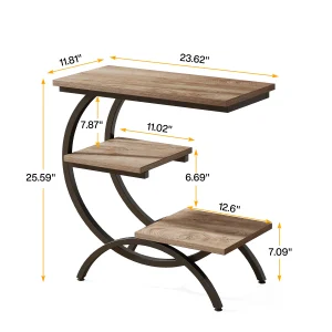 Tribesigns C-Shaped 3-Tier Industrial End Table with Storage - Thumbnail Image 9