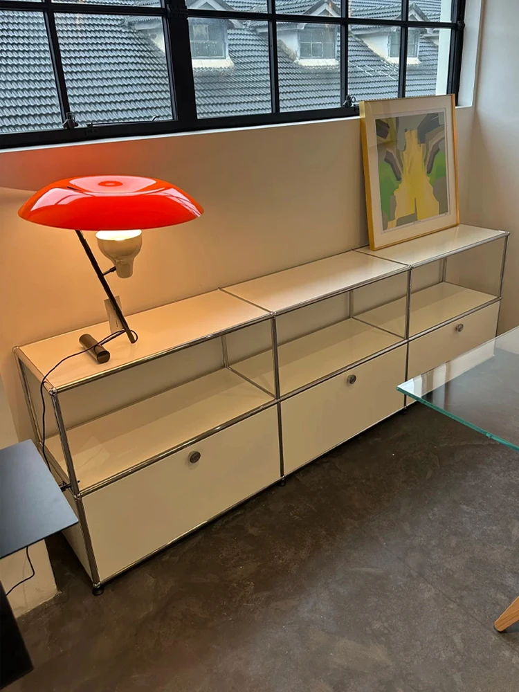 Corner TV Stand with Metal Storage Display Cabinet - Image 3