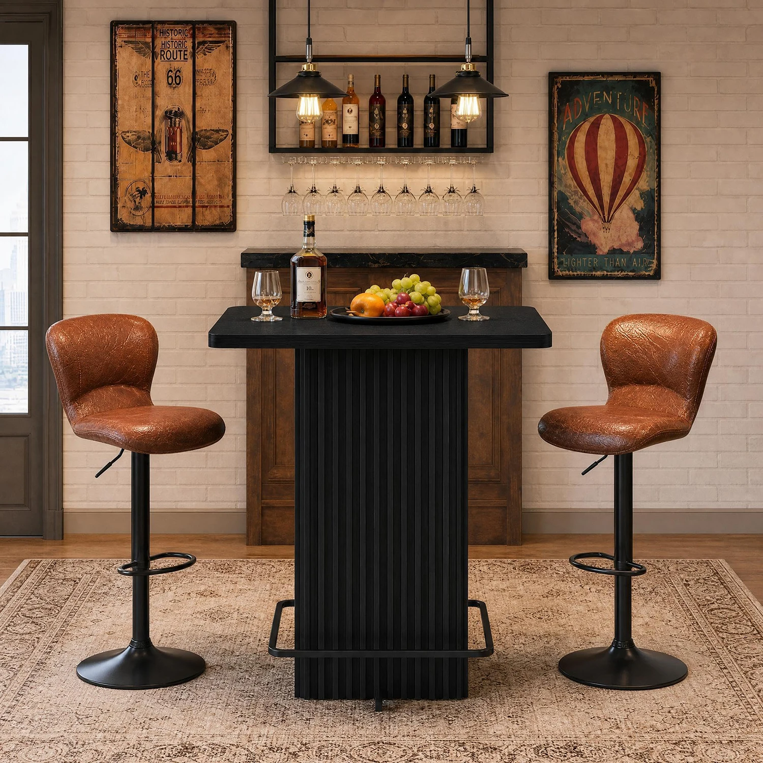 Chic 31.5" Fluted Bistro Bar Table with Luxe Metal Footrest - Image 1