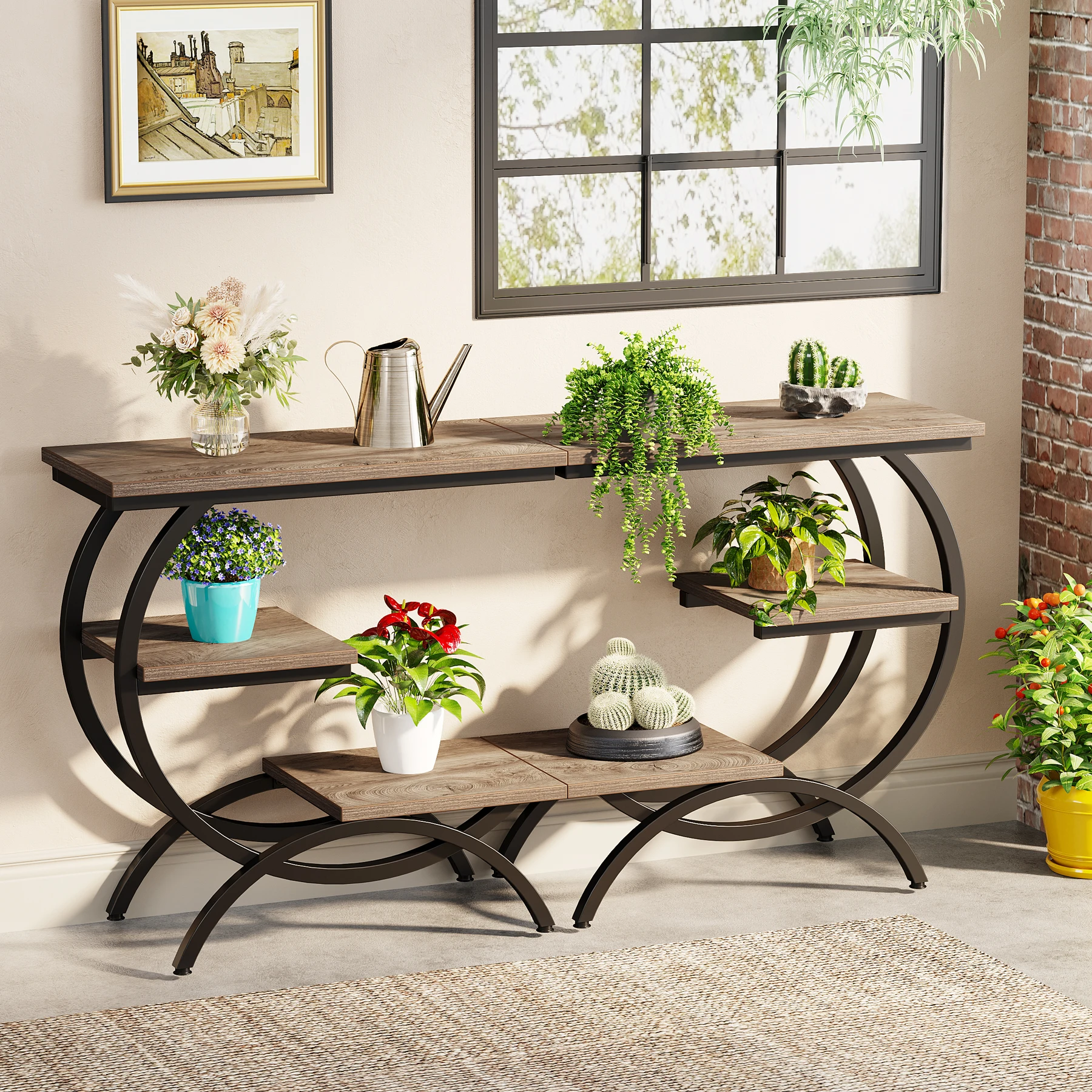 Tribesigns C-Shaped 3-Tier Industrial End Table with Storage - Image 11