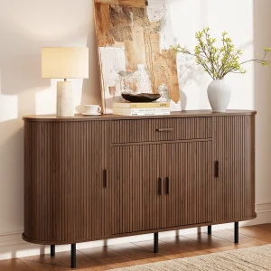 Wood Sideboard Buffet Cabinet with Storage & Coffee Bar - Thumbnail Image 2