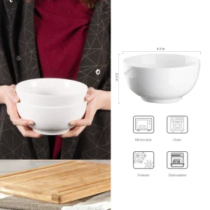 8-Piece Premium White Porcelain Bowls, 10 oz Each - Thumbnail Image 5