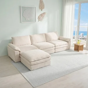 Deep Seat Cloud Cream Sofa, No Assembly Required - Thumbnail Image 1