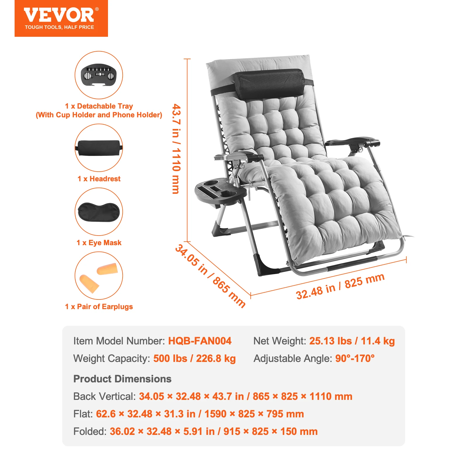 SucceBuy Zero Gravity Recliner with Cushion, Footrest & Cupholder - Image 6