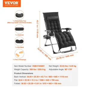 SucceBuy Zero Gravity Recliner with Cushion, Footrest & Cupholder - Thumbnail Image 7