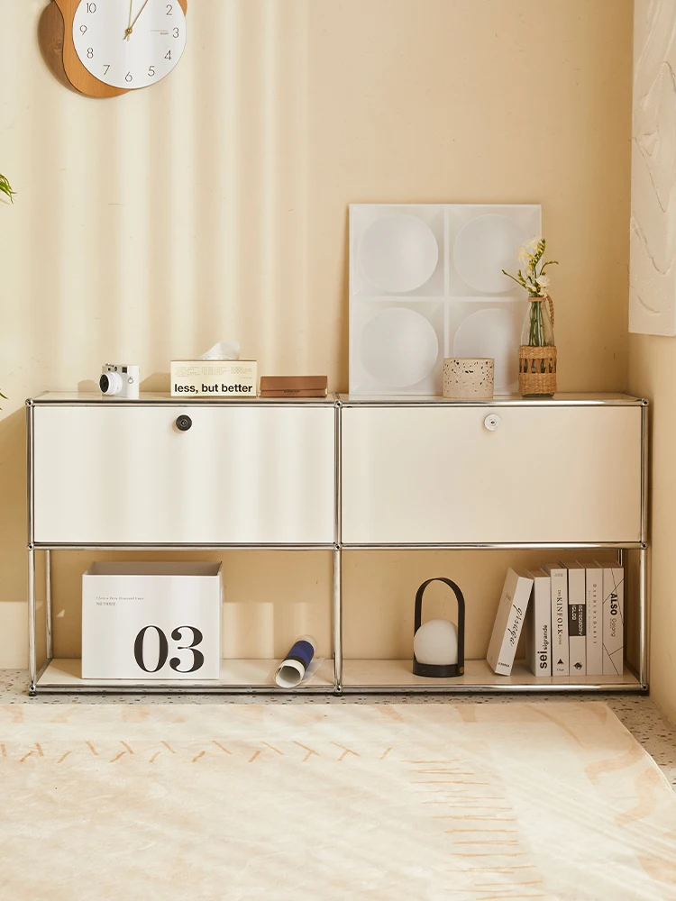 Corner TV Stand with Metal Storage Display Cabinet - Image 5