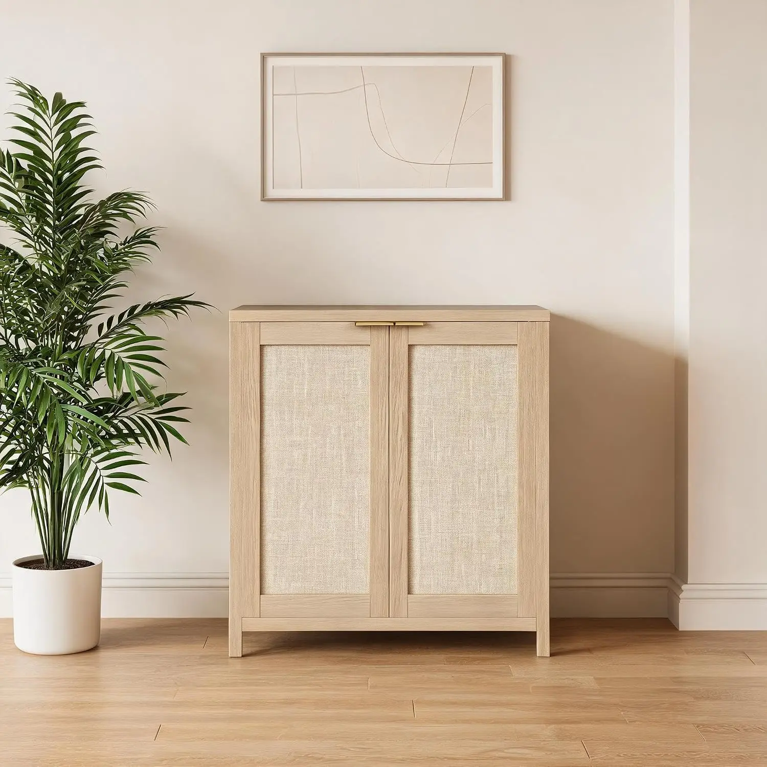 Garvee Glamorous Rattan Sideboard Cabinet with Adjustable Shelves - Image 6