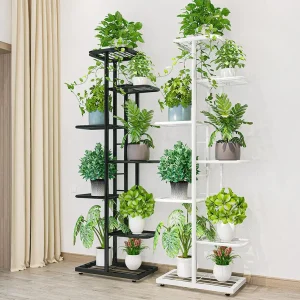 8-Tier Metal Plant Stand – 9-Pot Indoor & Outdoor Display Rack