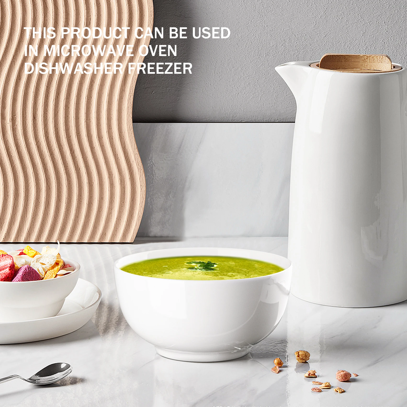 8-Piece Premium White Porcelain Bowls, 10 oz Each - Image 4