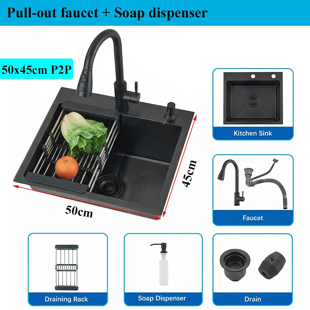 304 Stainless Steel Single Bowl Topmount Kitchen Sink - Image 7