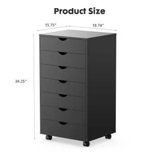 JHK 7-Drawer Rolling Storage Cabinet for Home & Office - Thumbnail Image 4