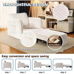 84" Convertible Sleeper Chair Bed – 4-in-1 Comfort & Style - Thumbnail Image 3