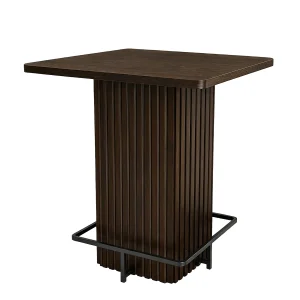 Chic 31.5" Fluted Bistro Bar Table with Luxe Metal Footrest - Thumbnail Image 6