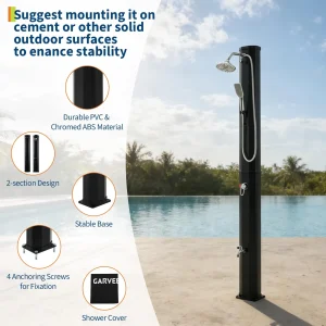 7.2FT Solar Pool Shower with Hot & Cold Water, 9.3-Gallon Tank - Thumbnail Image 3