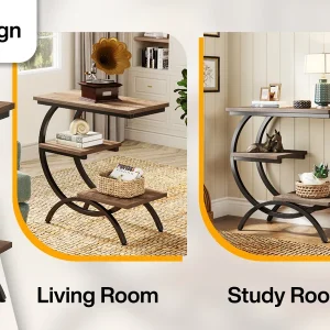 Tribesigns C-Shaped 3-Tier Industrial End Table with Storage - Thumbnail Image 8