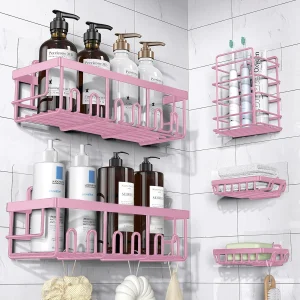 5-Piece Black Rustproof Shower Organizer, No Drilling - Thumbnail Image 10