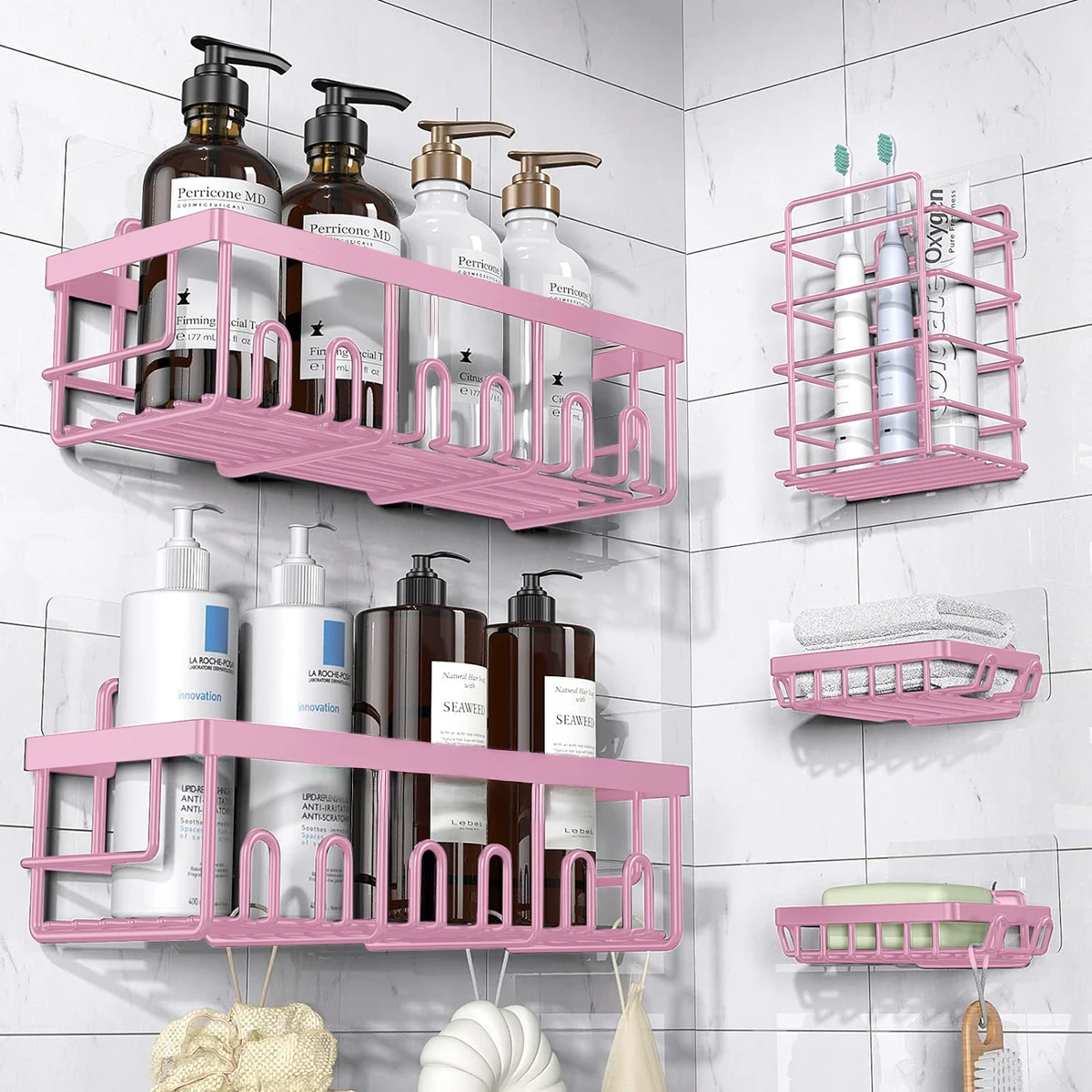 5-Piece Black Rustproof Shower Organizer, No Drilling - Image 10
