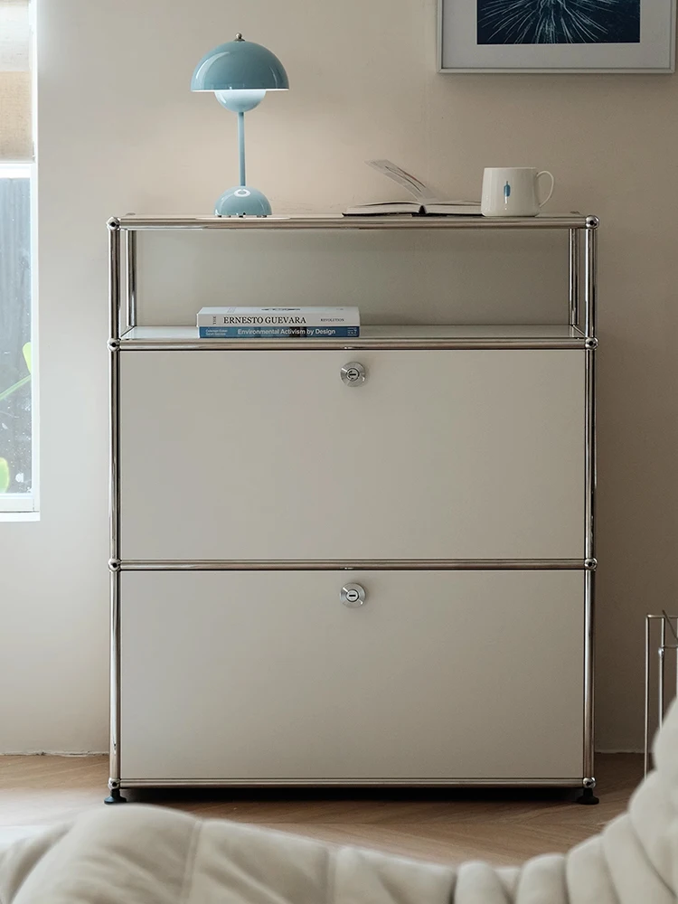 Corner TV Stand with Metal Storage Display Cabinet - Image 4