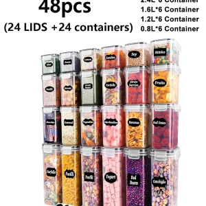 48-Piece Sealed Food Storage Containers with Labels - Thumbnail Image 3