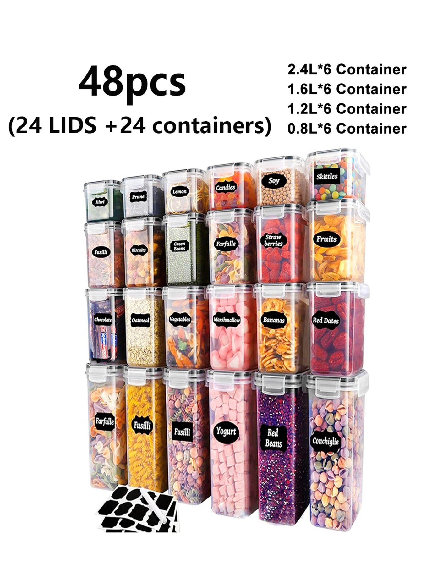 48-Piece Sealed Food Storage Containers with Labels - Image 3
