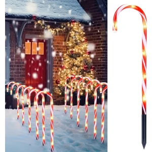Set of 12 Warm White 16" Christmas Candy Cane Path Lights - Thumbnail Image 8