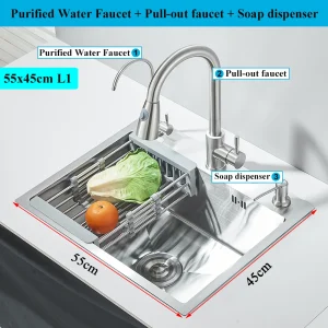 304 Stainless Steel Single Bowl Topmount Kitchen Sink - Thumbnail Image 8