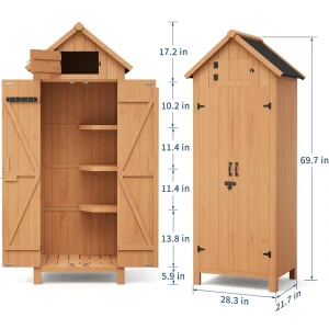 Outdoor Wooden Garden Shed with Lockable Door & Waterproof Roof - Thumbnail Image 7