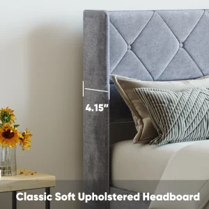 JHK Modern Upholstered Lift-Up Storage Bed with Wingback Headboard - Thumbnail Image 6