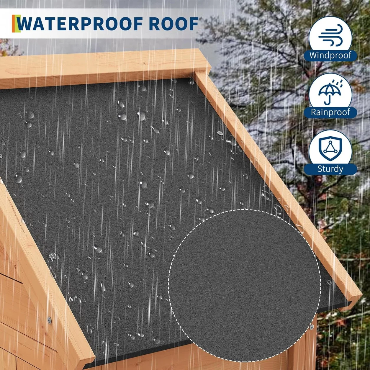 Outdoor Wooden Garden Shed with Lockable Door & Waterproof Roof - Image 4