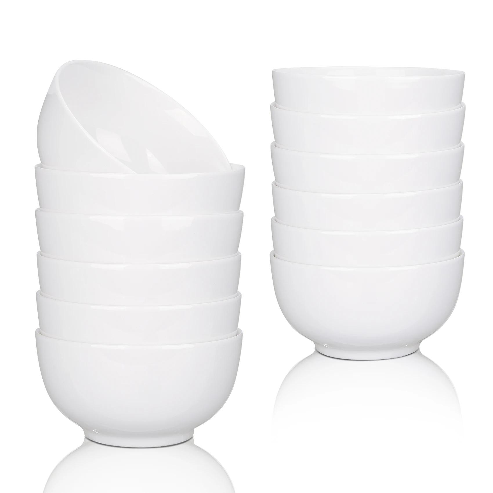 8-Piece Premium White Porcelain Bowls, 10 oz Each - Image 2