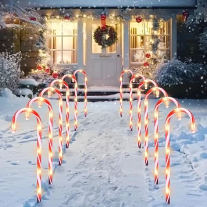 Set of 12 Warm White 16" Christmas Candy Cane Path Lights - Thumbnail Image 5