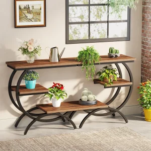 Tribesigns C-Shaped 3-Tier Industrial End Table with Storage - Thumbnail Image 2